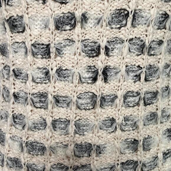 Katsumi Woven Sweater Blue Ivory Fuzzy Knit Eyelash Pullover Casual Work Size S - Picture 3 of 7